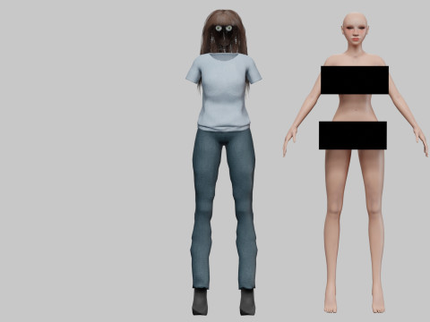 Pretty cute woman V33792 Model 3D