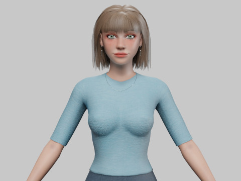 Standard cute woman V27984 3D Model