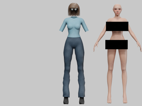Standard cute woman V27984 Modèle 3D
