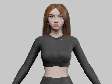 Stylized cute woman V30826 3Dモデル