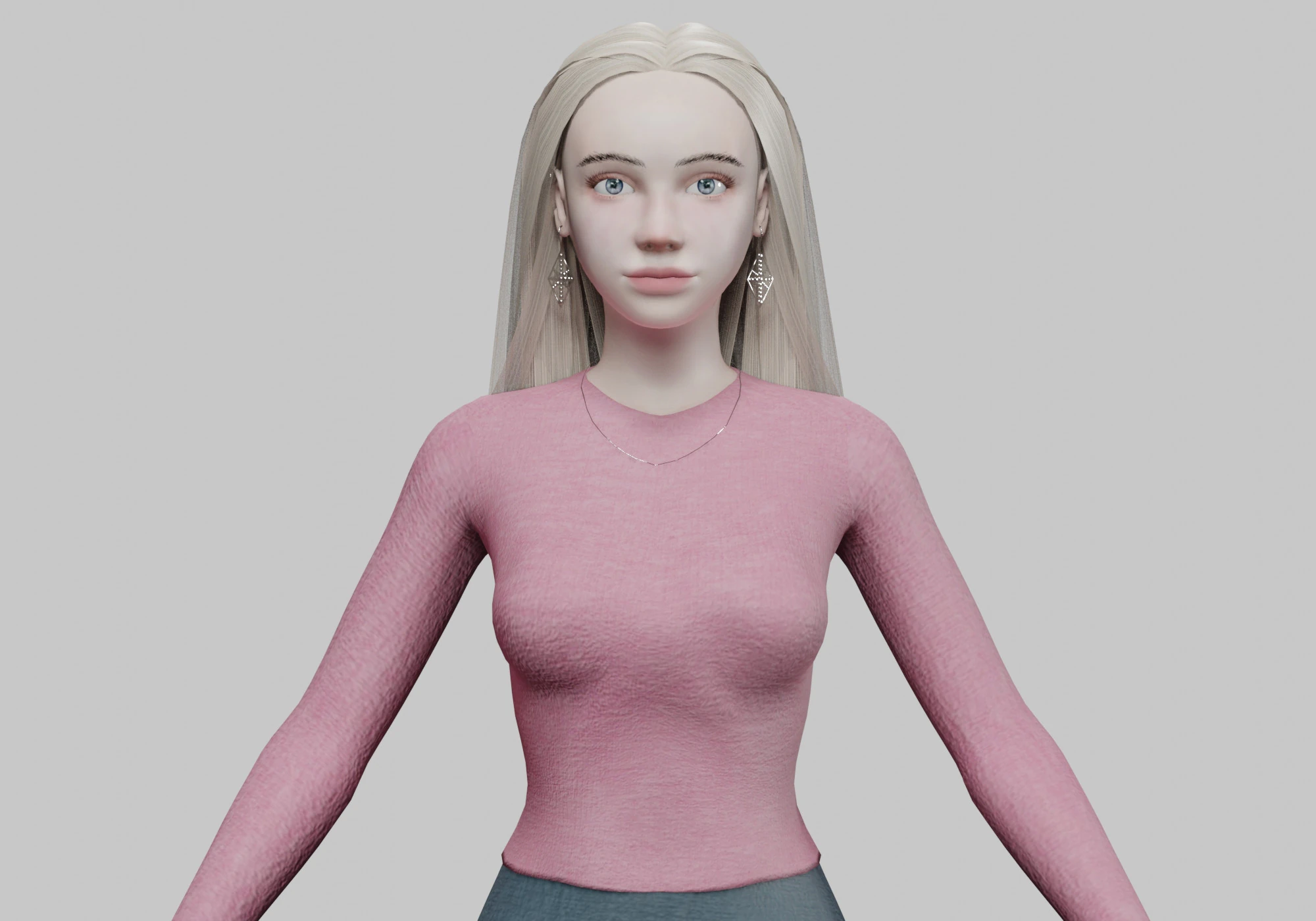Sweet stylized woman V31083 3D Model .c4d .max .obj .3ds .fbx .stl .blend