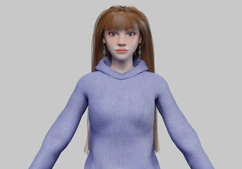 Teen cute woman V33424 3D Model .c4d .max .obj .3ds .fbx .stl .blend 