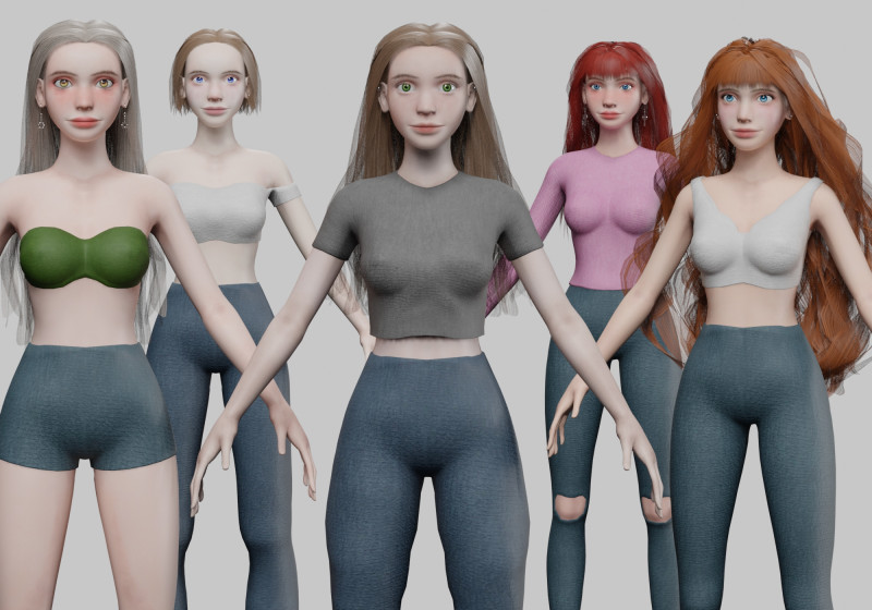 5 Women Collection 3D Модель .c4d .max .obj .3ds .fbx .stl .blend 