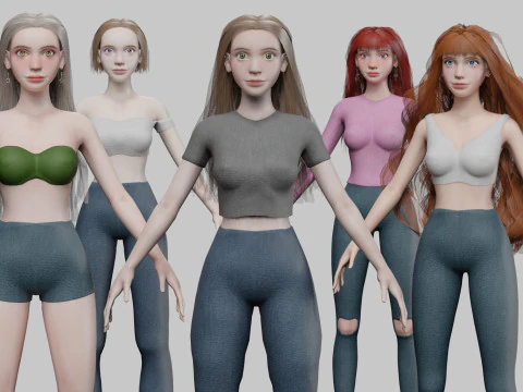 Cole&ccedil;&atilde;o 5 Mulheres Modelo 3D