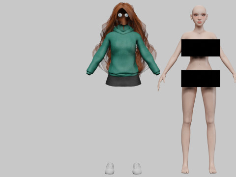 Cool sweet woman V39153 Model 3D