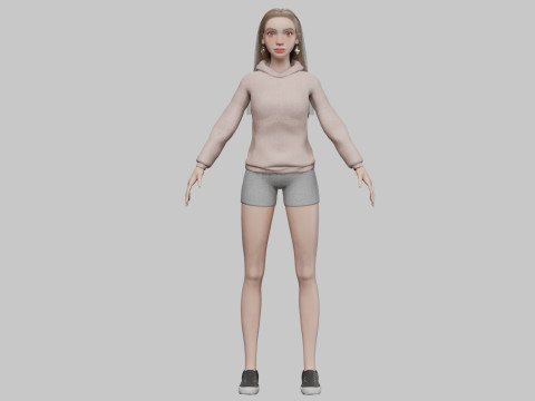 Cute basic woman V32675 Modello 3D
