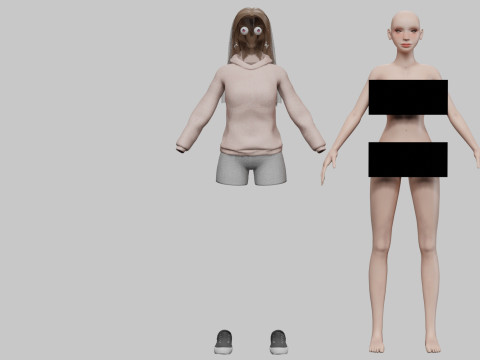 Cute basic woman V32675 Modello 3D