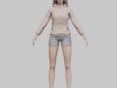 Cute basic woman V32675 Modello 3D