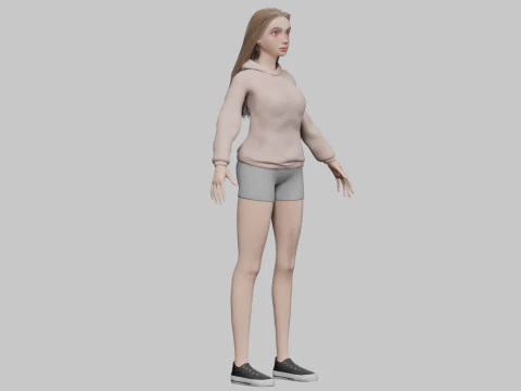 Cute basic woman V32675 3D Model