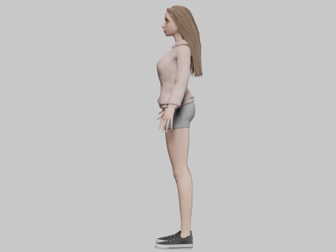 Cute basic woman V32675 Modello 3D