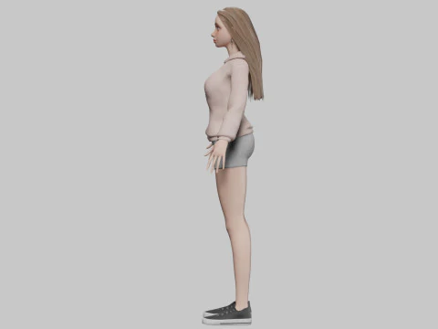 Cute basic woman V32675 3D Model