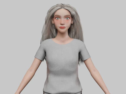 Милая крутая женщина V30229 3D Модель