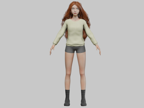Cute lovely woman V40401 3D-Modell