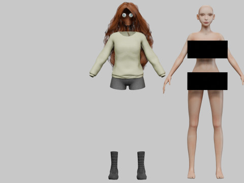 Cute lovely woman V40401 3D-Modell