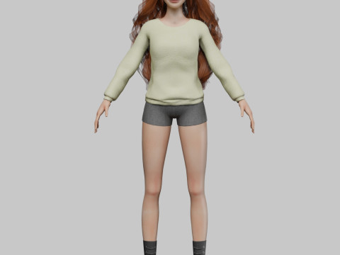 Cute lovely woman V40401 3D-Modell