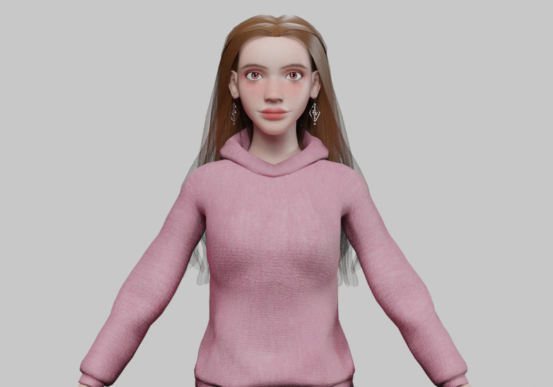 Cute pretty woman V32543 Modelo 3D .c4d .max .obj .3ds .fbx .stl .blend 
