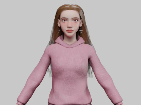 Mulher bonita e fofa V32543 Modelo 3D