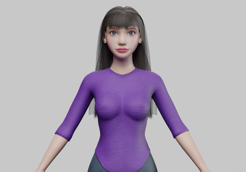 Cute standard woman V28971 3D Model .c4d .max .obj .3ds .fbx .stl .blend