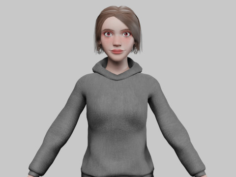 Cute stylized woman V30584 3D Model