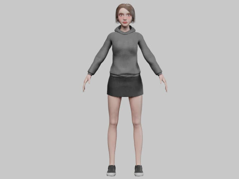 Cute stylized woman V30584 3D Model