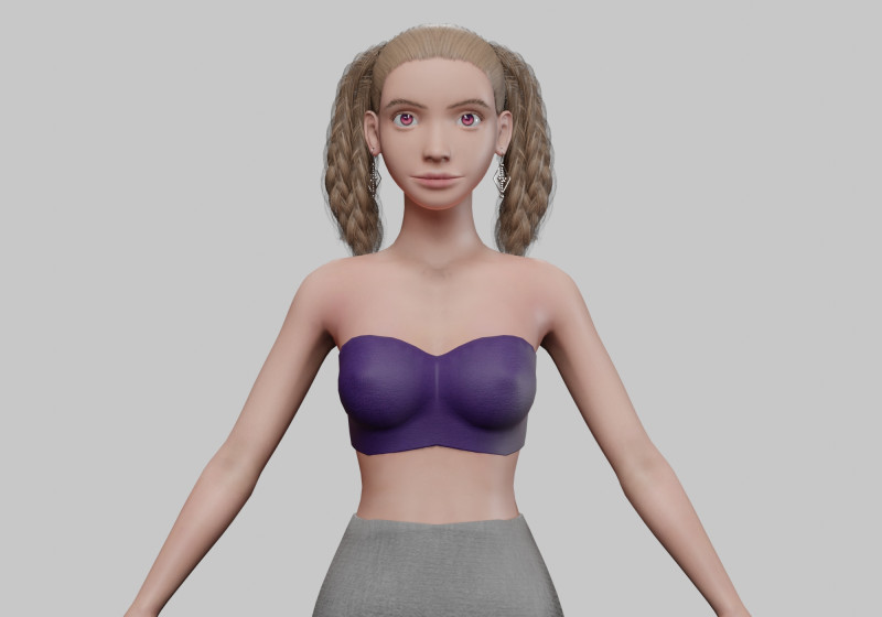 Cute teen woman V33776 3D Model .c4d .max .obj .3ds .fbx .stl .blend
