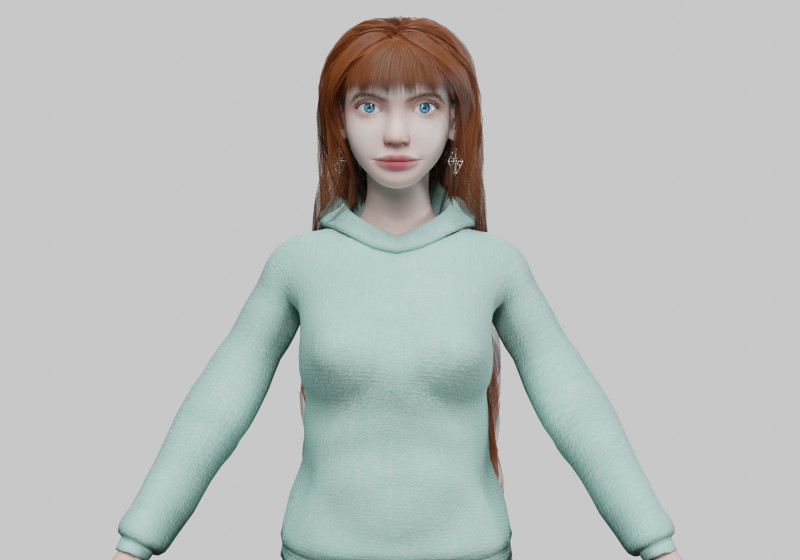 Pretty cute woman V41443 3D 模型 .c4d .max .obj .3ds .fbx .stl .blend 