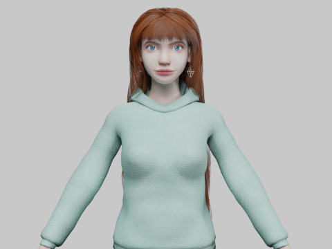 Pretty cute woman V41443 3D Model