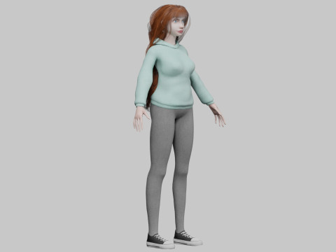 Pretty cute woman V41443 3D 模型