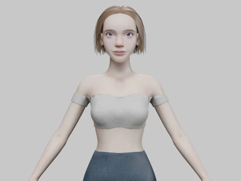 Хорошенькая юная женщина V25825 3D Модель