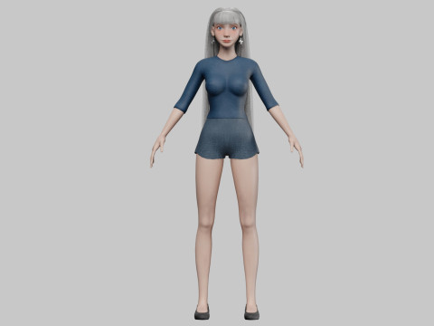 Stylized cute woman V29053 Modelo 3D