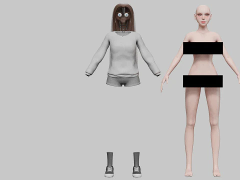 Basic cute woman V31613 3D Model