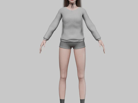 Basic cute woman V31613 3D Model