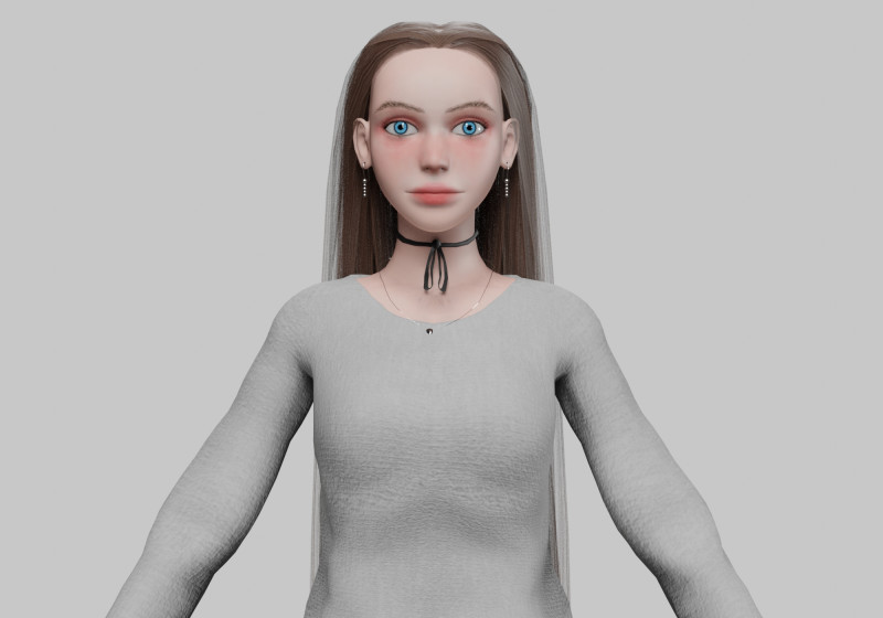 Basic cute woman V31613 3D Модель .c4d .max .obj .3ds .fbx .stl .blend 
