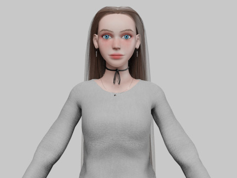 Basic cute woman V31613 3D Model