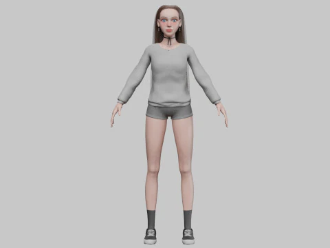 Basic cute woman V31613 3D Model