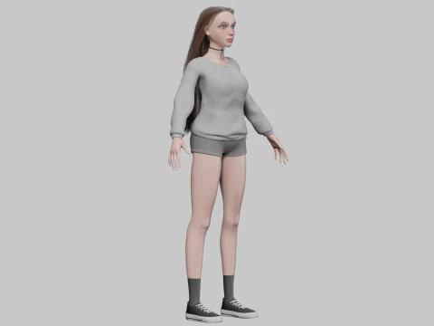 Basic cute woman V31613 3D Model