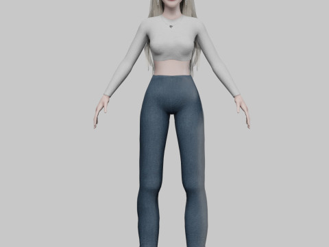 Blond cute woman V35348 3D Model