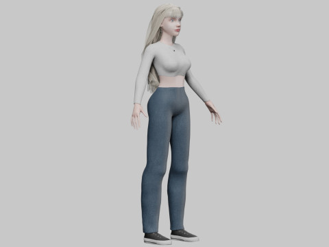 Blond cute woman V35348 3D Model