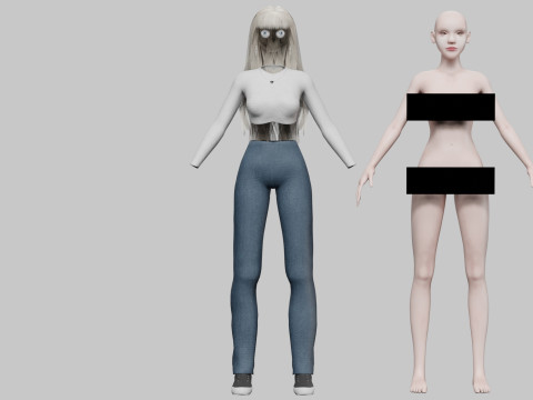 Blond cute woman V35348 3D Model