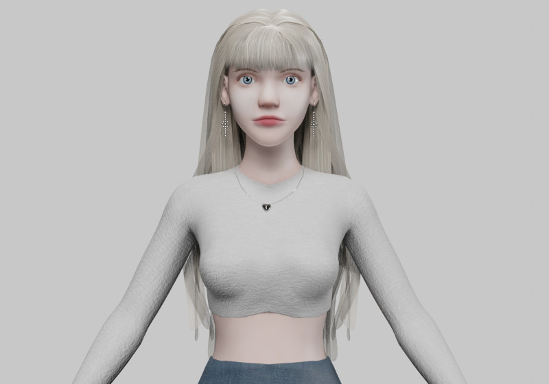 Blond cute woman V35348 3D Model .c4d .max .obj .3ds .fbx .stl .blend 