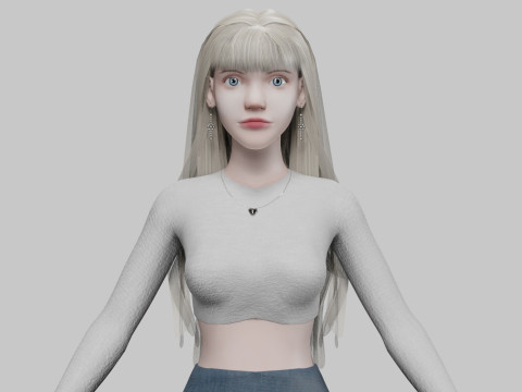 Blond cute woman V35348 3D 모델