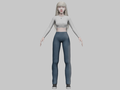 Blond cute woman V35348 3D Model