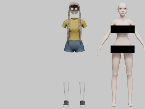 मानक सुंदर महिला V26992 3D मॉडल