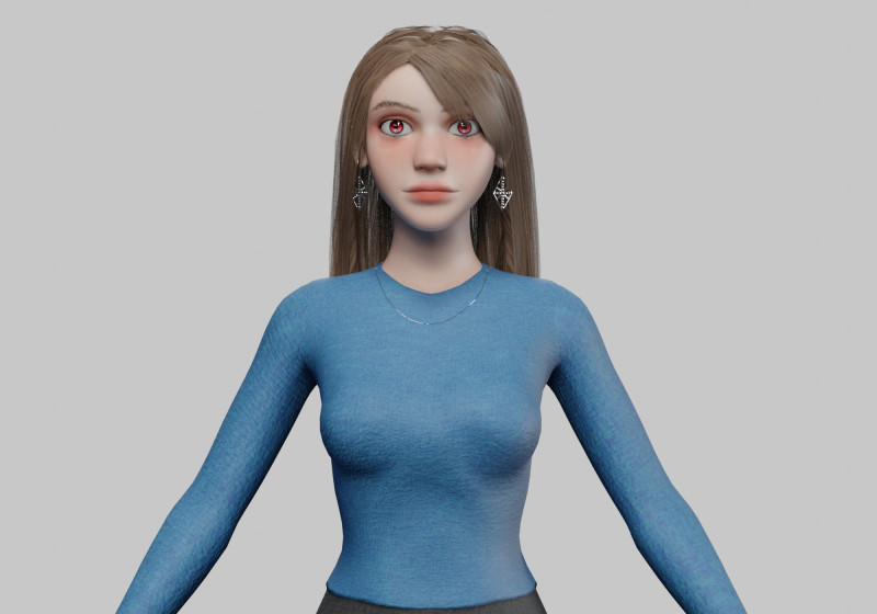 Stylized cute woman V35499 3D 모델 .c4d .max .obj .3ds .fbx .stl .blend 