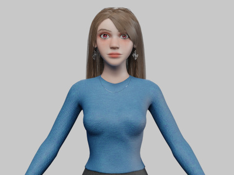 Stylized cute woman V35499 3D Model