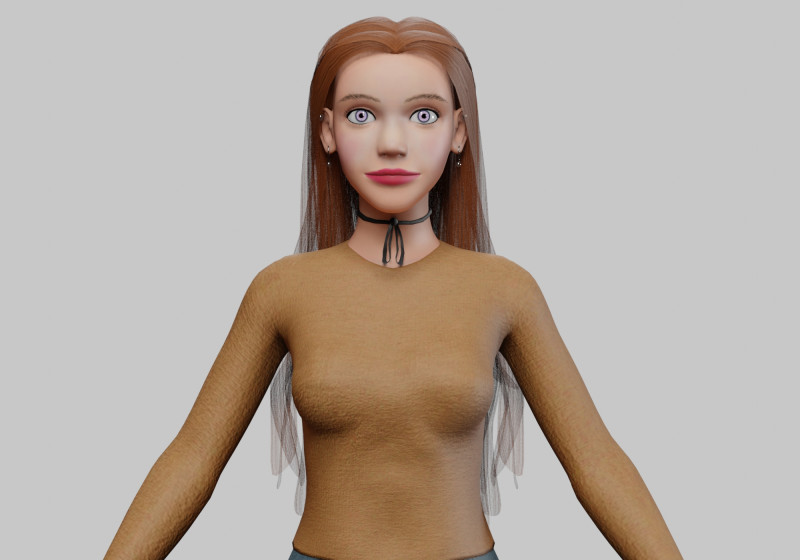 Teen cute woman V33686 3D Модель .c4d .max .obj .3ds .fbx .stl .blend