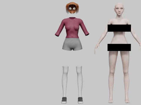 Young basic woman V23446 3D Model