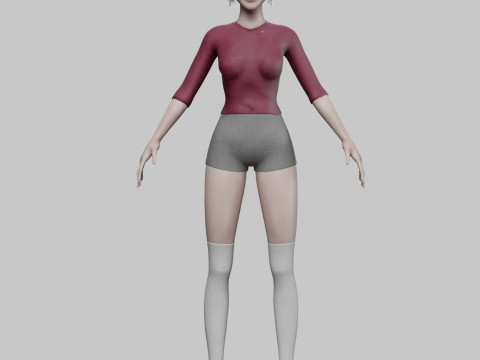 Young basic woman V23446 Modelo 3D