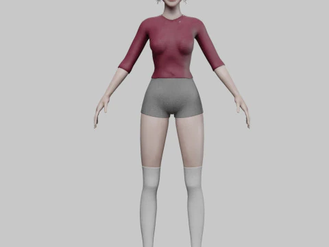 Young basic woman V23446 3D Model