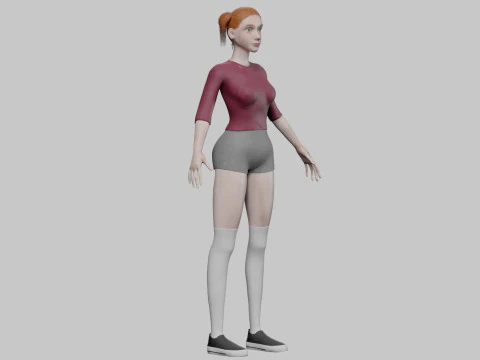 Young basic woman V23446 3D Model
